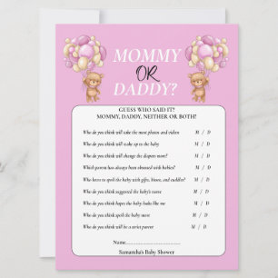 Baby Shower Teddy Girl Mommy or Daddy Invitation