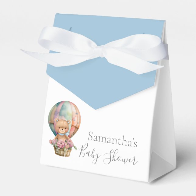 BABY SHOWER Teddy Hot Air Balloon Bearly Wait  Favor Boxes (Front Side)