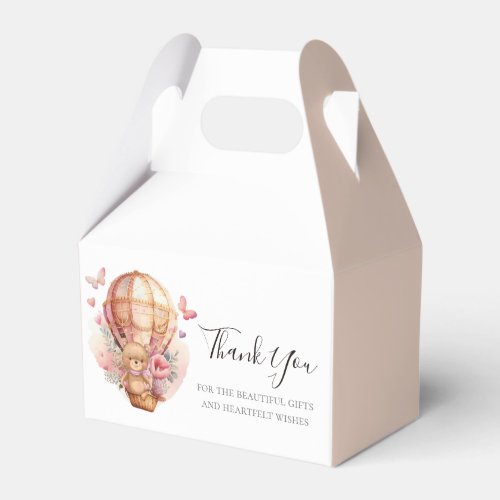 Baby Shower Teddy Hot Air Balloon Soft Pink Favor Boxes