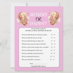 Baby Shower Teddy Mommy or Daddy Hot Air Balloon   Invitation