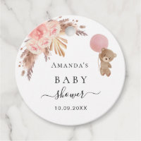 Baby Shower teddy pampas grass blush thank you Favor Tags