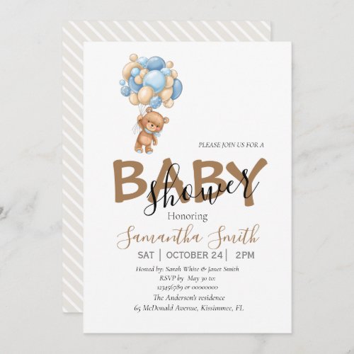 baby shower Teddy party invitations