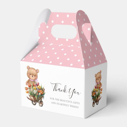 Baby Shower Teddy  Soft Pink Floral Rustic  Favor Boxes