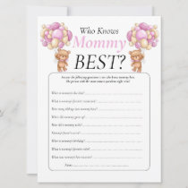 Baby Shower Teddy Who Knows Mommy Pink Invitation