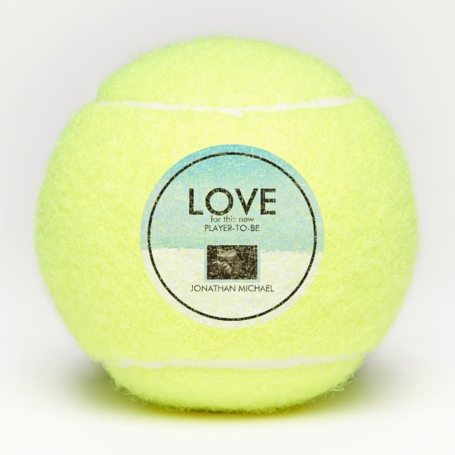 Baby Shower Tennis Pregnancy Ultrasound Photo Boy Balls (Front)