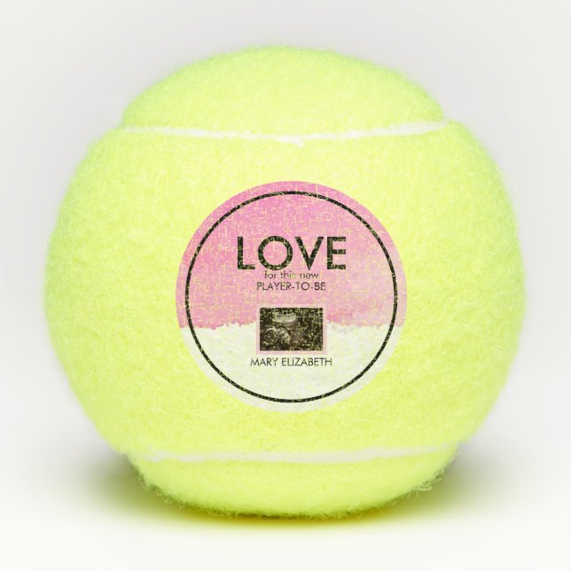 Baby Shower Tennis Pregnancy Ultrasound Photo Gift Balls (Front)