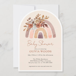 Baby Shower Terracotta Boho Watercolor Rainbow Invitation