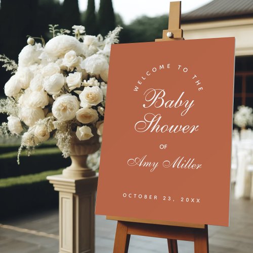 Baby Shower Terracotta Simple Welcome Calligraphy Foam Board