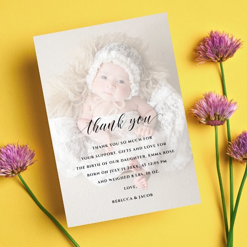 Baby Shower Thank You 2 Sided Photo Faux Vellum 