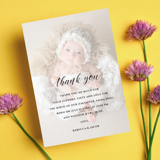 Baby Shower Thank You 2 Sided Photo Faux Vellum Card