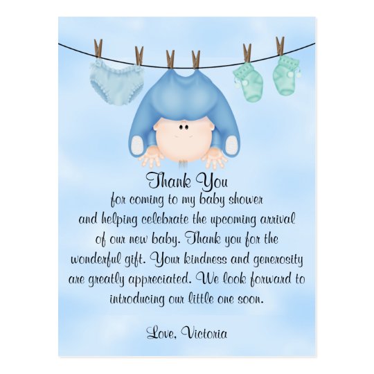 Baby Shower Thank You Baby Boy Postcard | Zazzle.com