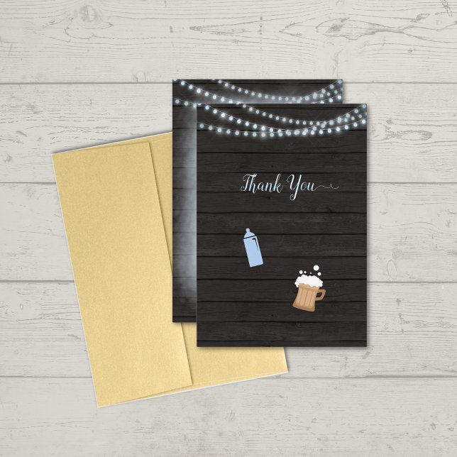 Baby Shower Thank You Baby Is Brewing Blue Card (Creator Uploaded)