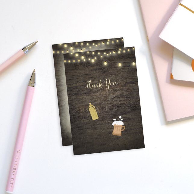 Baby Shower Thank You Baby Is Brewing Gold Card (Creator Uploaded)