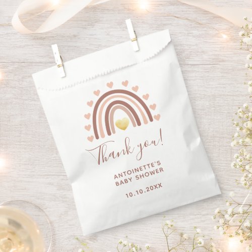 Baby Shower Thank You Beige Blush Boho Rainbow  Favor Bag