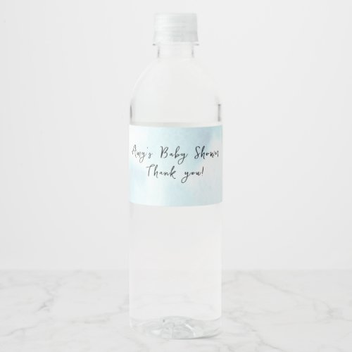 Baby Shower Thank You Blue Watercolor Water Bottle Label