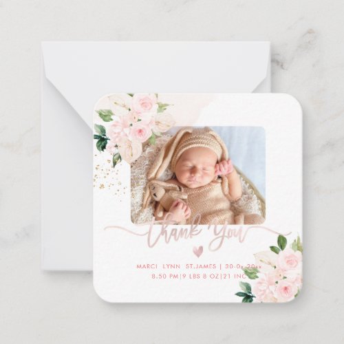 Baby Shower Thank You Blush Pink Peonies Note Card