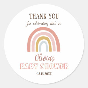 Baby Shower Thank You Boho Rainbow  Classic Round Sticker