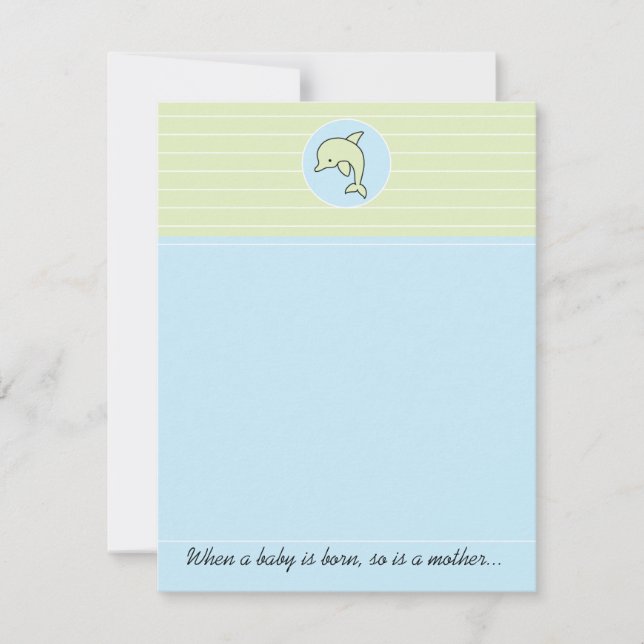 Baby Shower Thank You Card, Blue Dolphin Card (Front)