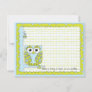 Baby Shower Thank You Card, Blue/Green Owl