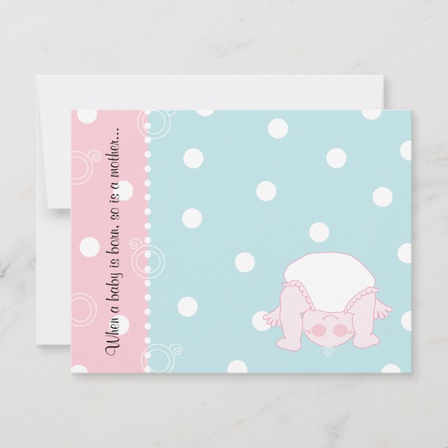 Baby Shower Thank You Card, Blue/Pink Peek-a-Boo Card (Front)