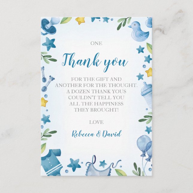 Baby Shower thank you card | Boy | Hippo (Front)