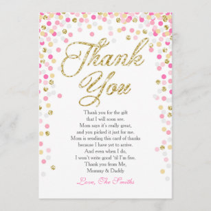 Pink Gold Confetti Baby Shower Cards Zazzle