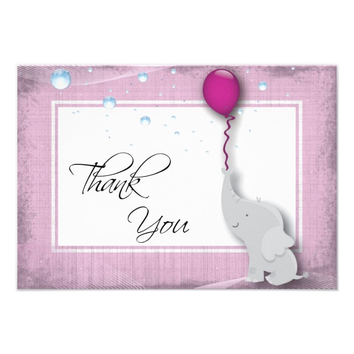 Baby Shower Thank You Card   Cute Elephant Balloon