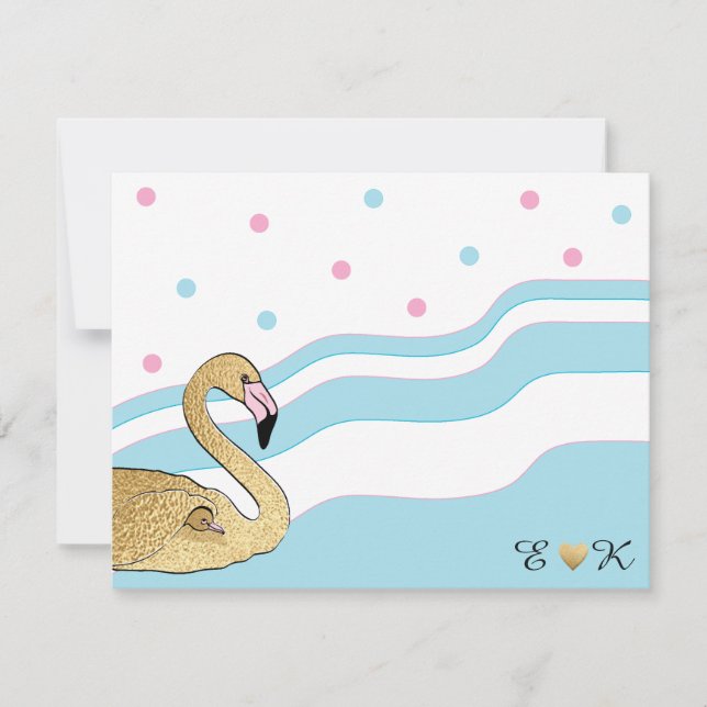 Baby Shower Thank You Card "Flamingo Mommy & Baby" (Front)