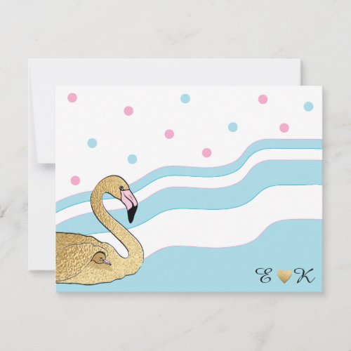 Baby Shower Thank You Card Flamingo Mommy  Baby