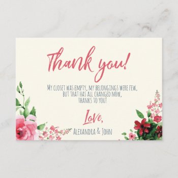 Baby Shower Thank You Card Floral Pink by NellysPrint at Zazzle