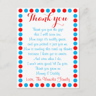 Baby shower thank you card from baby