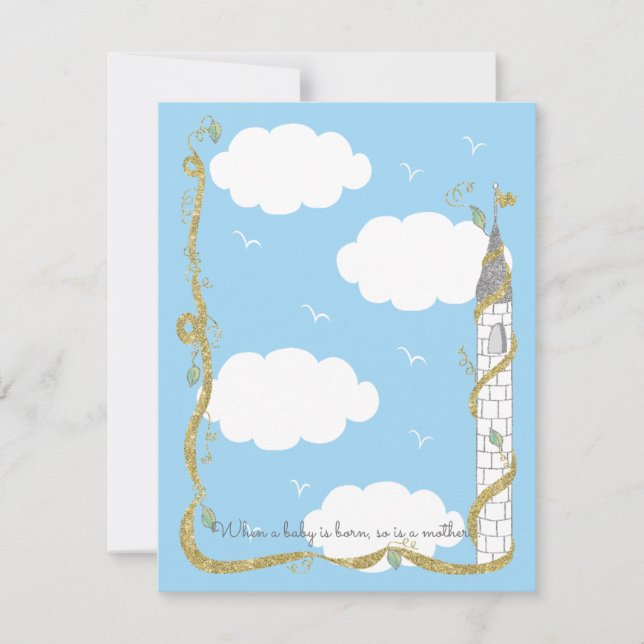 Baby Shower Thank You Card, Gold/Silver Castle (Front)