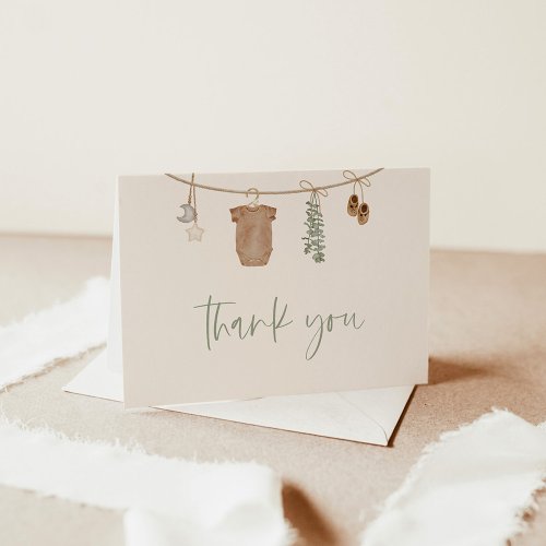 Baby Shower Thank You Card  Green Boy Baby Shower