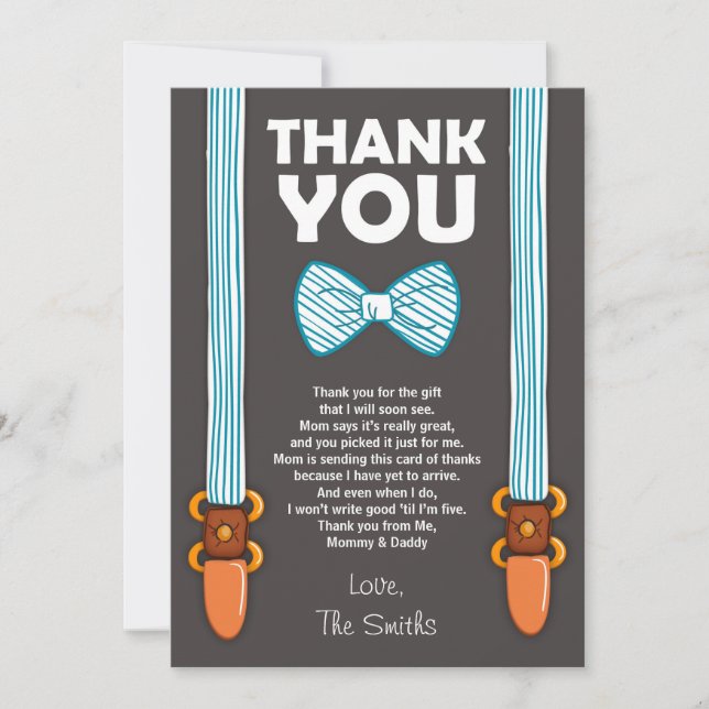 Baby Shower Thank You Card Little Man (Front)