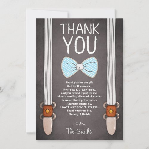 Baby Shower Thank You Card Little Man Boy Baby