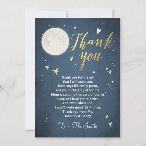 Baby Shower Thank You Card Love You to the Moon