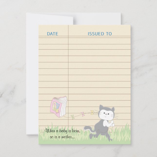 Baby Shower Thank You Card, Pink/Build a Library Card (Front)