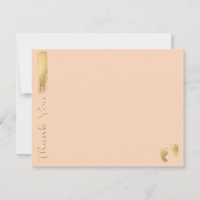 Baby Shower Thank You Card, "Pink/Gold" (Front)