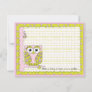 Baby Shower Thank You Card, Pink/Green Owl