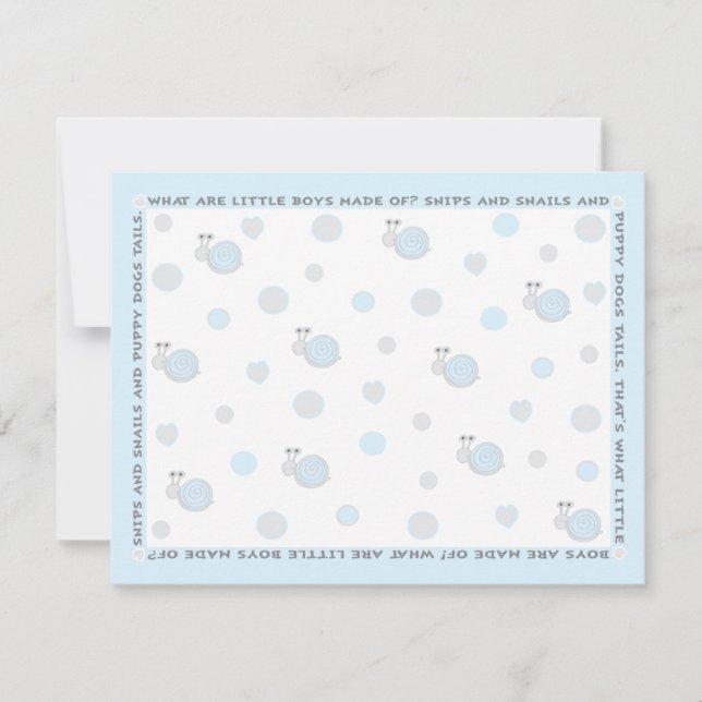 Baby Shower Thank You Card, "Snips and Snails" Card (Front)