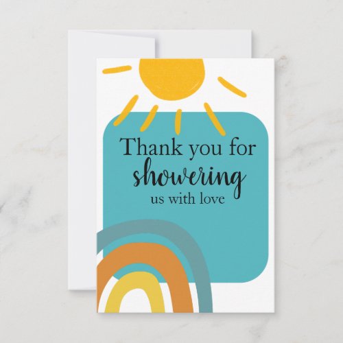 Baby Shower Thank You Card Suns Rainbows