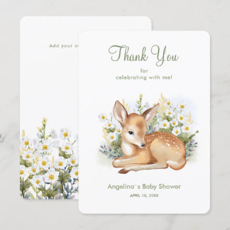 Baby shower Thank You Card with an adorable fawn.