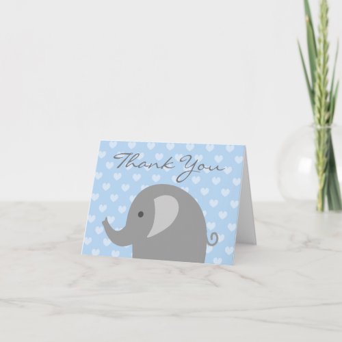 Baby Shower thank you card with cute grey elephant