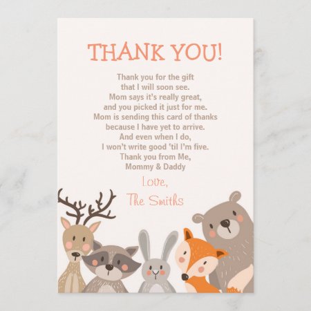 Baby Shower Thank You Card Woodland