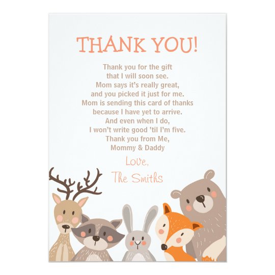 Baby Shower Thank You Card Woodland  Zazzle.com