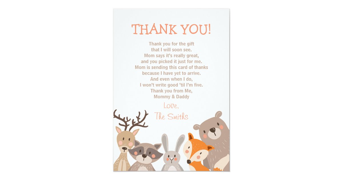 Baby Shower Thank You Card Woodland