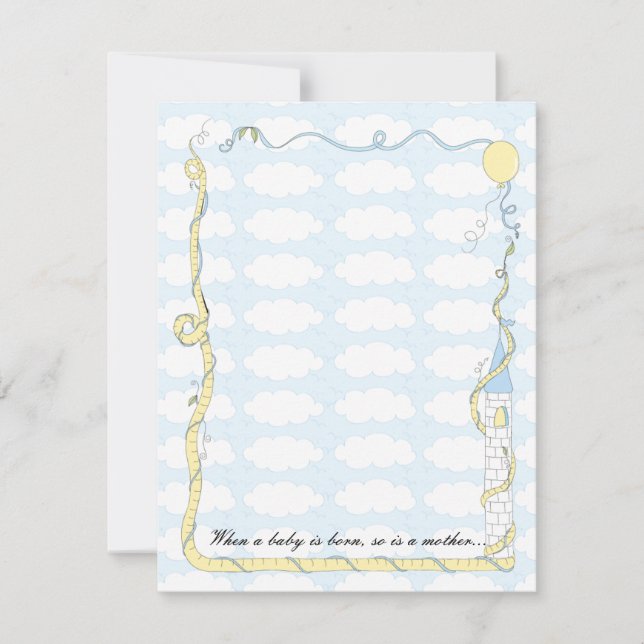 Baby Shower Thank You Card, Yellow/Blue Castle Card (Front)