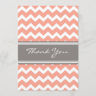 Baby Shower Thank You Cards Coral Gray Chevrons