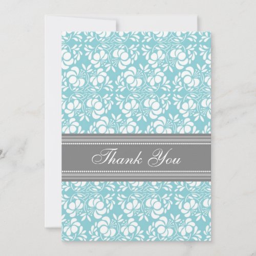 Baby Shower Thank You Cards Teal Gray Damask