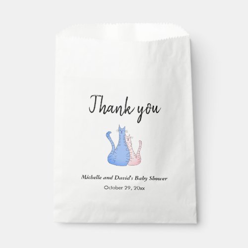 Baby Shower Thank you Cat Twins Blue Pink  Favor Bag